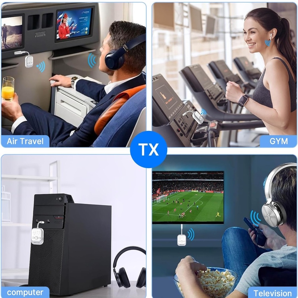 Bluetooth 5.4 wireless audio Transmitter& Receiver, 2-in-1 for TV/PC/Airplane, - Picture 7 of 11